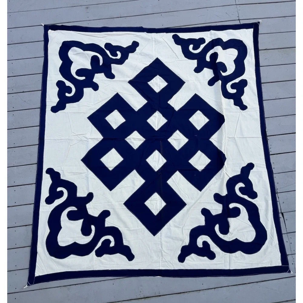 Vintage Quilt Tablecloth Wall Art Curtain Endless Knot Tibet Cotton Patchwork‎
